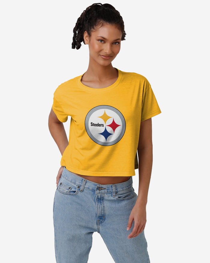 Pittsburgh Steelers Womens Alternate Team Color Crop Top FOCO S - FOCO.com