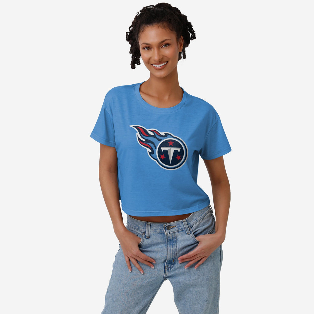 Tennessee Titans Womens Alternate Team Color Crop Top FOCO S - FOCO.com