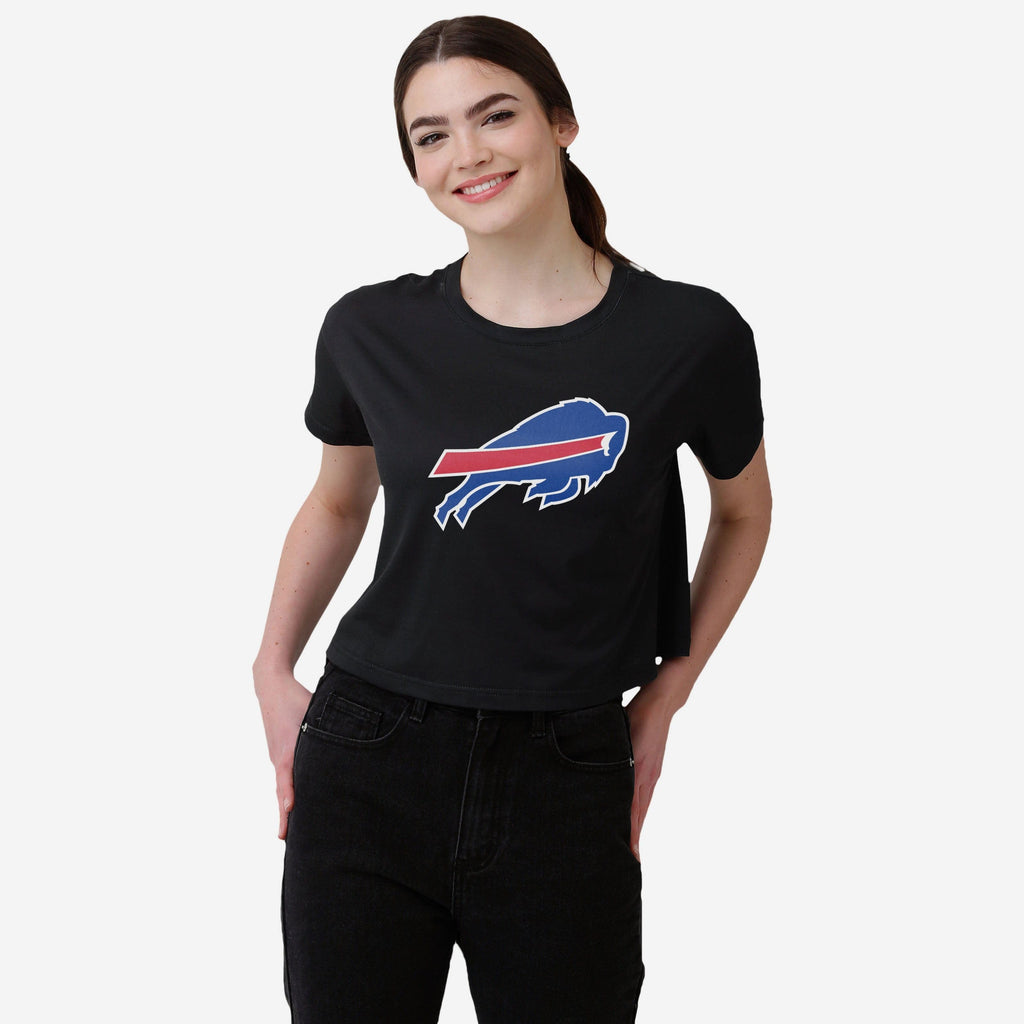 Buffalo Bills Womens Black Big Logo Crop Top FOCO S - FOCO.com