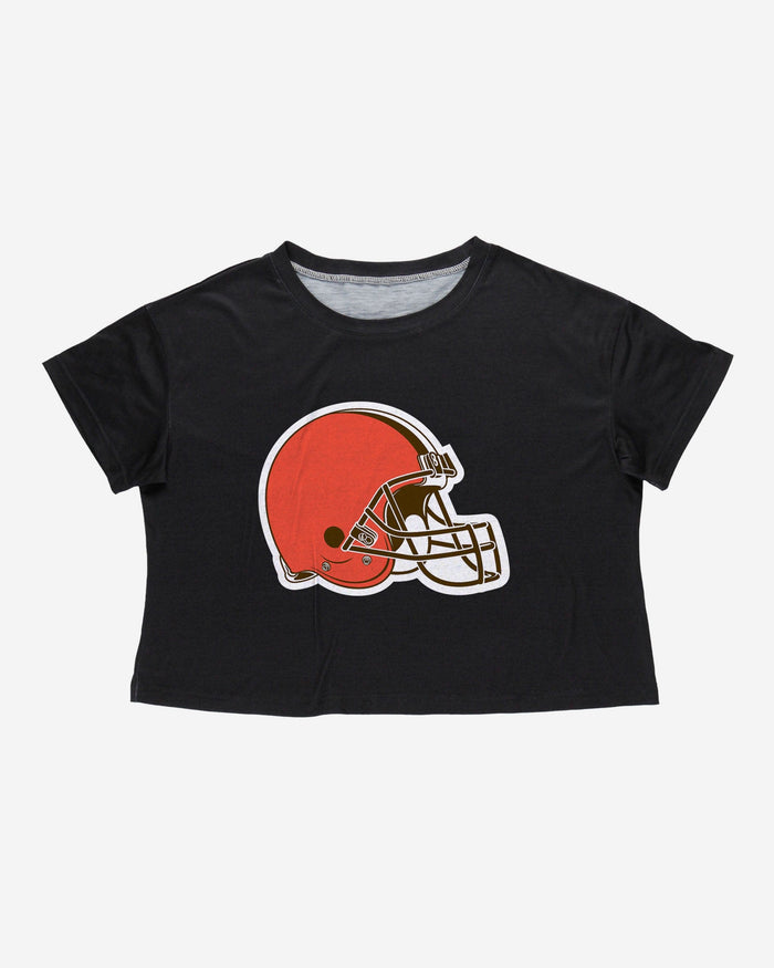 Cleveland Browns Womens Black Big Logo Crop Top FOCO - FOCO.com