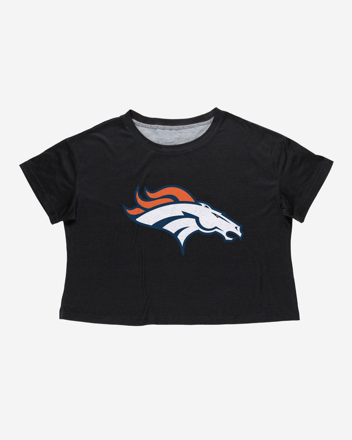 Denver Broncos Womens Black Big Logo Crop Top FOCO - FOCO.com