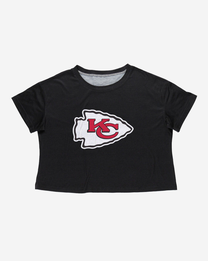 Kansas City Chiefs Womens Black Big Logo Crop Top FOCO - FOCO.com