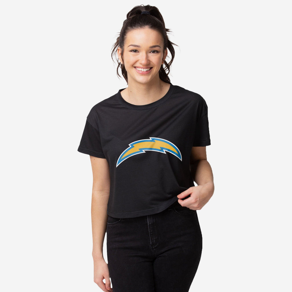 Los Angeles Chargers Womens Black Big Logo Crop Top FOCO S - FOCO.com