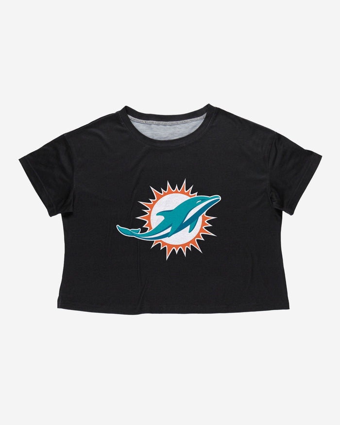 Miami Dolphins Womens Black Big Logo Crop Top FOCO - FOCO.com