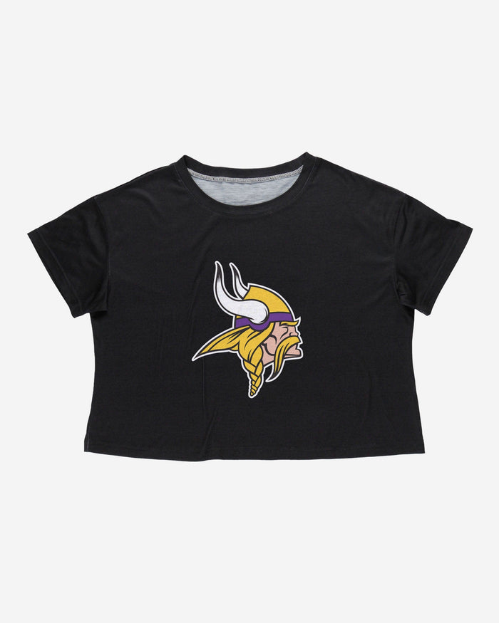 Minnesota Vikings Womens Black Big Logo Crop Top FOCO - FOCO.com