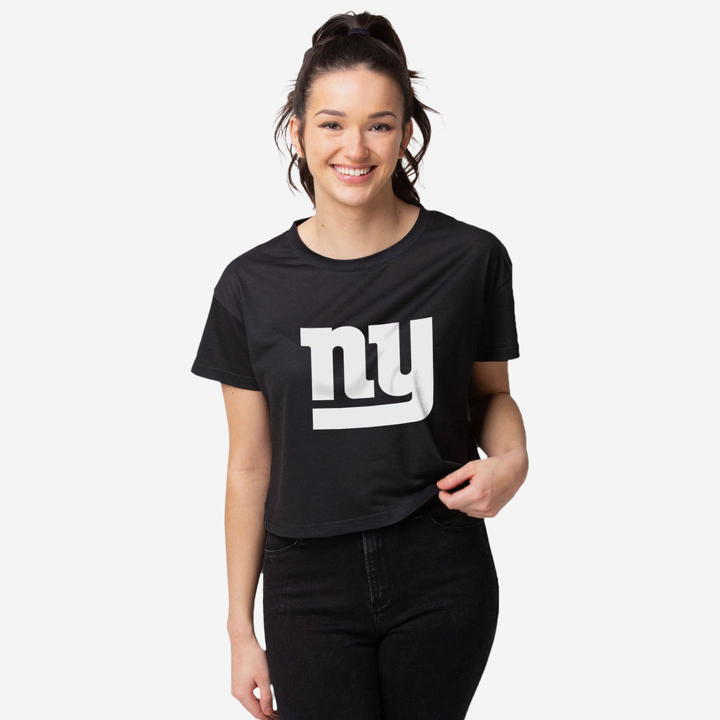 New York Giants Womens Black Big Logo Crop Top FOCO S - FOCO.com