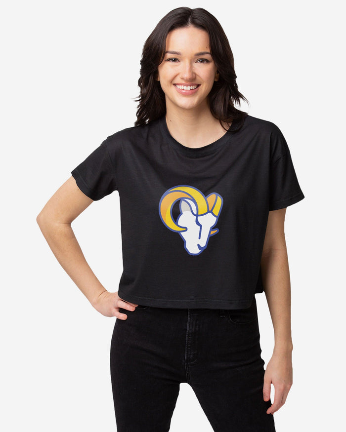 Los Angeles Rams Womens Black Big Logo Crop Top FOCO S - FOCO.com