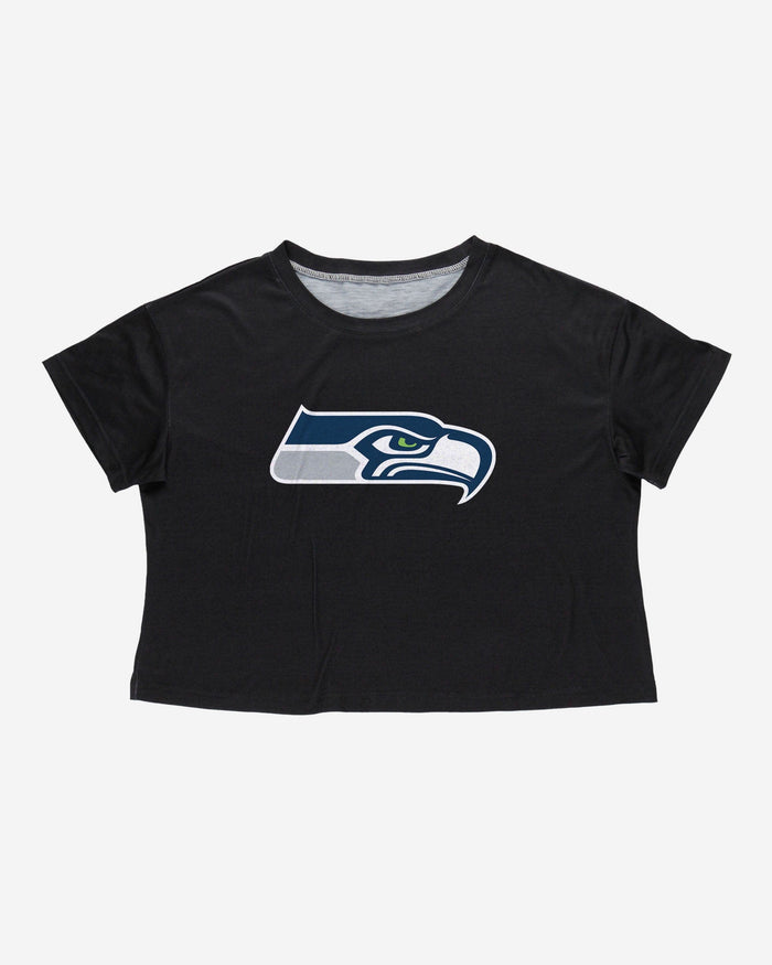 Seattle Seahawks Womens Black Big Logo Crop Top FOCO - FOCO.com