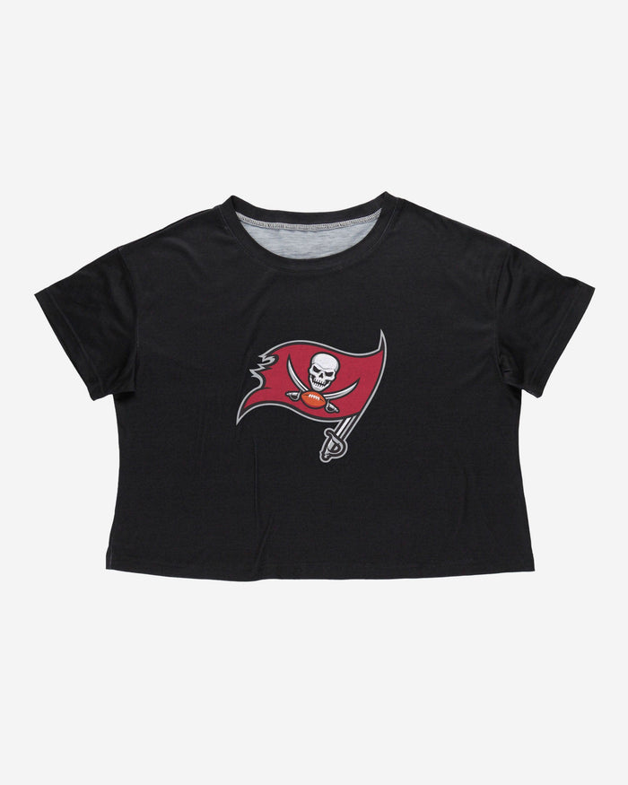 Tampa Bay Buccaneers Womens Black Big Logo Crop Top FOCO - FOCO.com