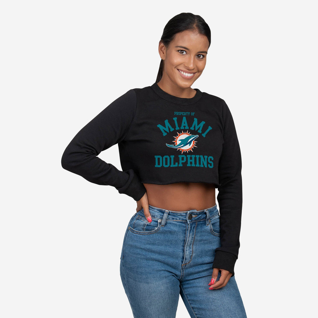 Miami Dolphins Womens Cropped Team Crewneck FOCO S - FOCO.com