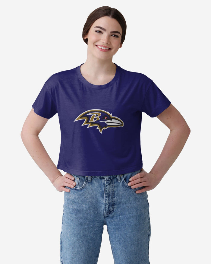 Baltimore Ravens Womens Solid Big Logo Crop Top FOCO S - FOCO.com