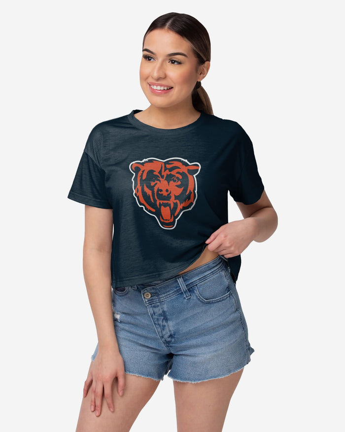 Chicago Bears Womens Solid Big Logo Crop Top FOCO S - FOCO.com