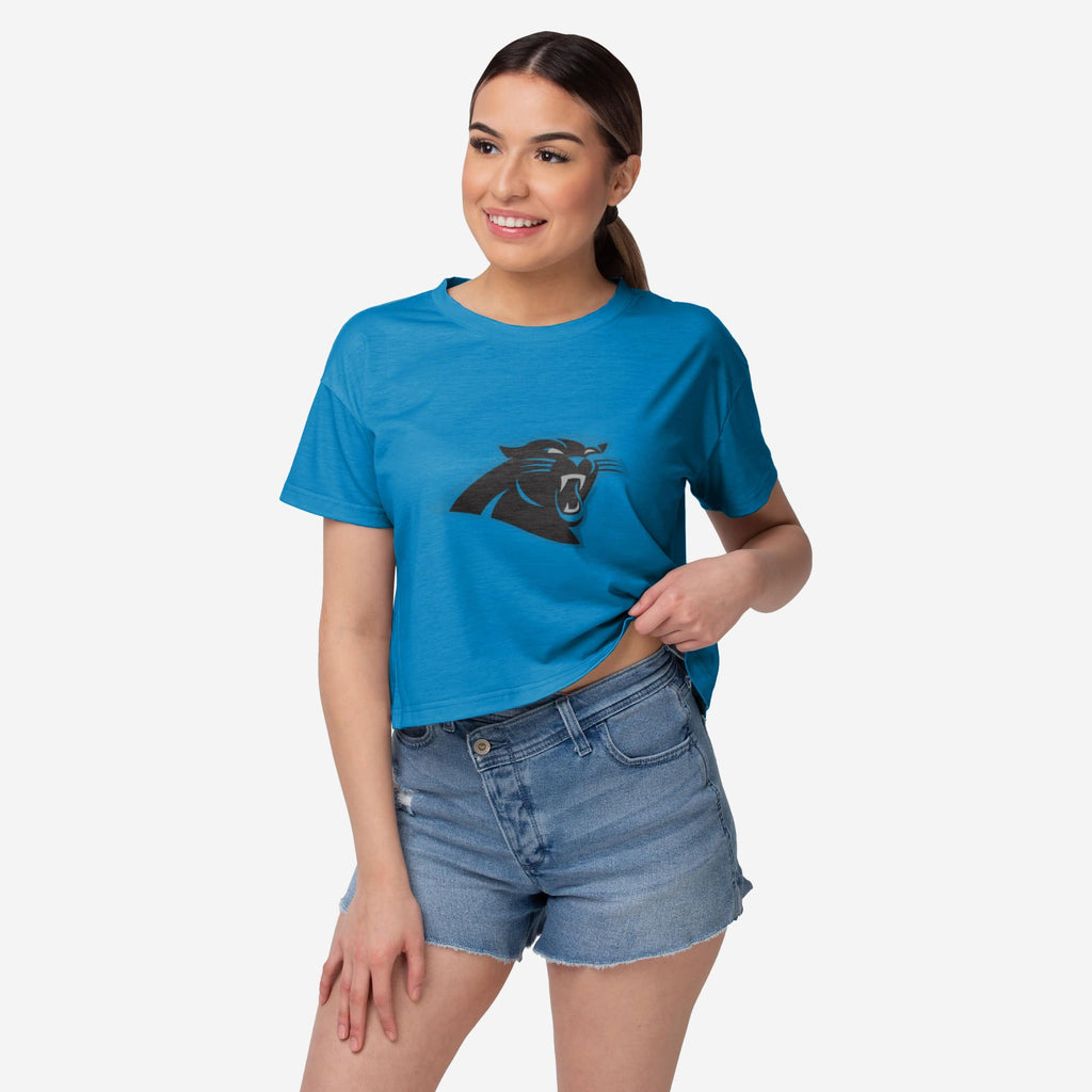 Carolina Panthers Womens Solid Big Logo Crop Top FOCO S - FOCO.com