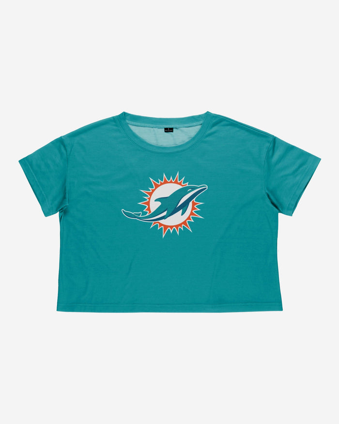 Miami Dolphins Womens Solid Big Logo Crop Top FOCO - FOCO.com