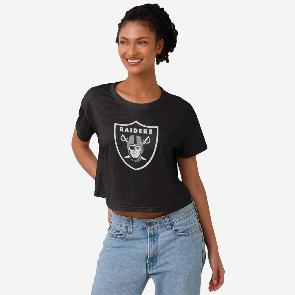 Las Vegas Raiders Womens Solid Big Logo Crop Top FOCO S - FOCO.com