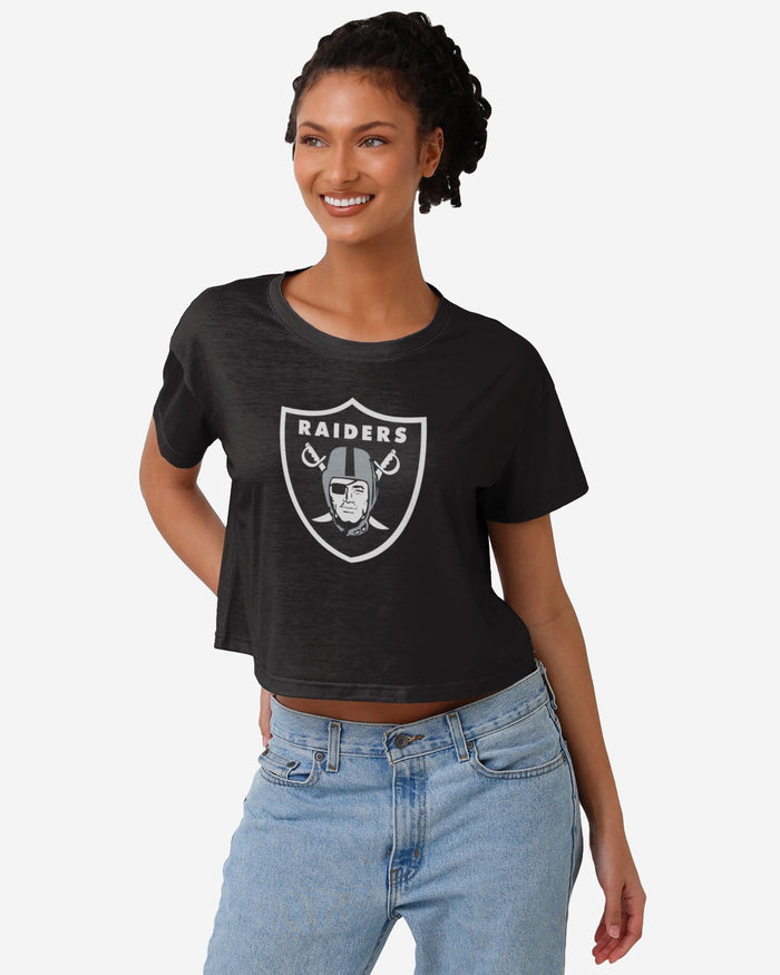 Las Vegas Raiders Womens Solid Big Logo Crop Top FOCO S - FOCO.com