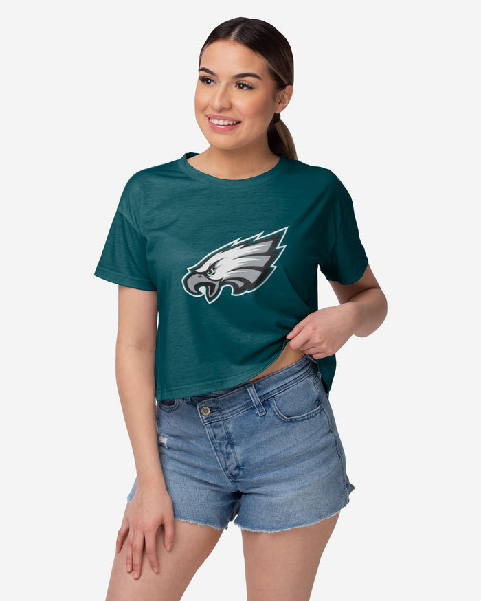 Philadelphia Eagles Womens Solid Big Logo Crop Top FOCO S - FOCO.com