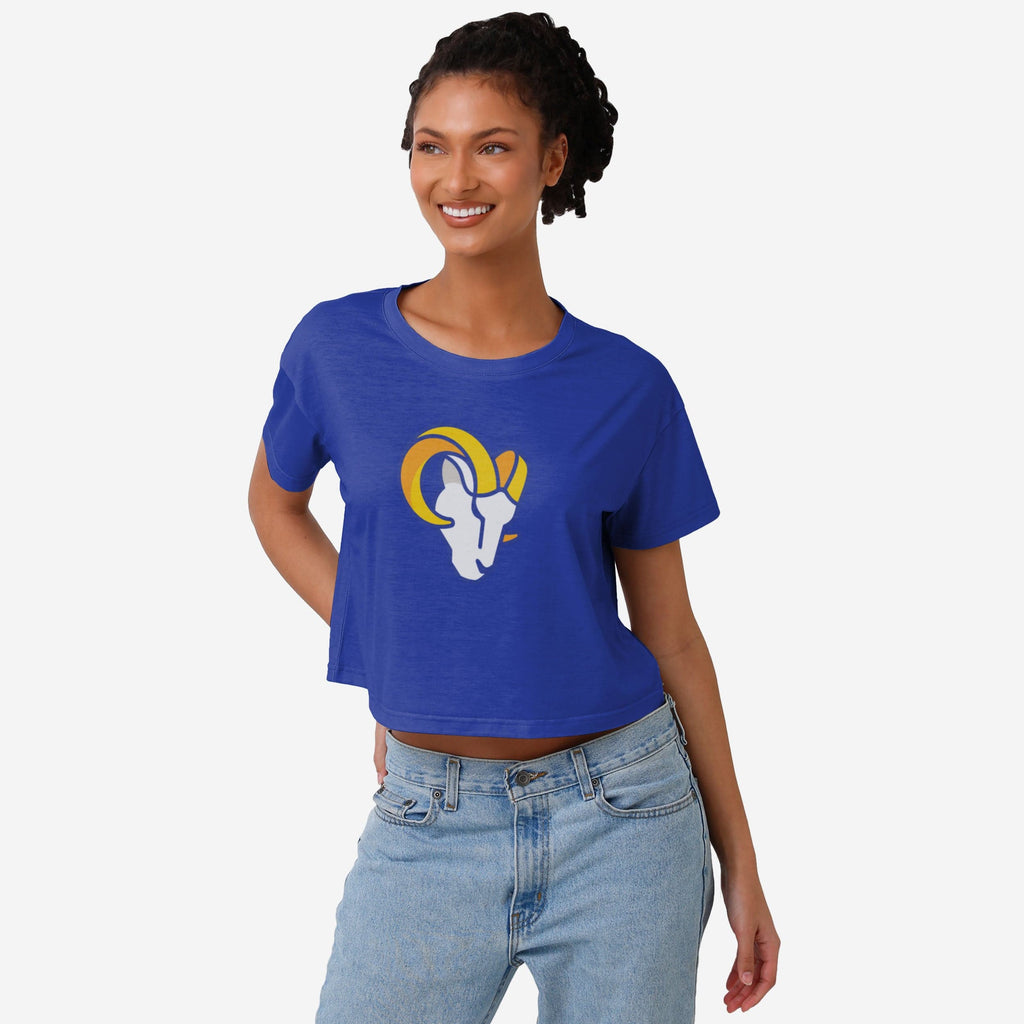 Los Angeles Rams Womens Solid Big Logo Crop Top FOCO S - FOCO.com