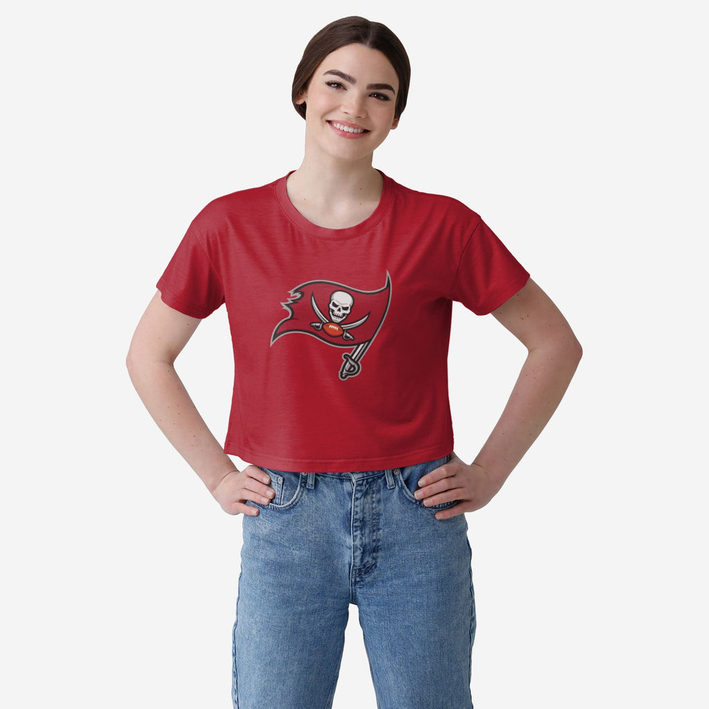 Tampa Bay Buccaneers Womens Solid Big Logo Crop Top FOCO S - FOCO.com