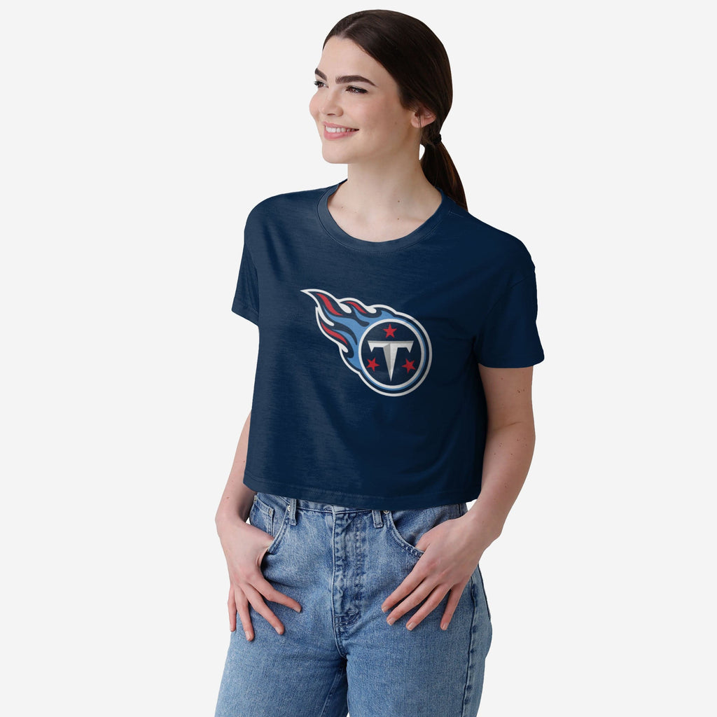 Tennessee Titans Womens Solid Big Logo Crop Top FOCO S - FOCO.com