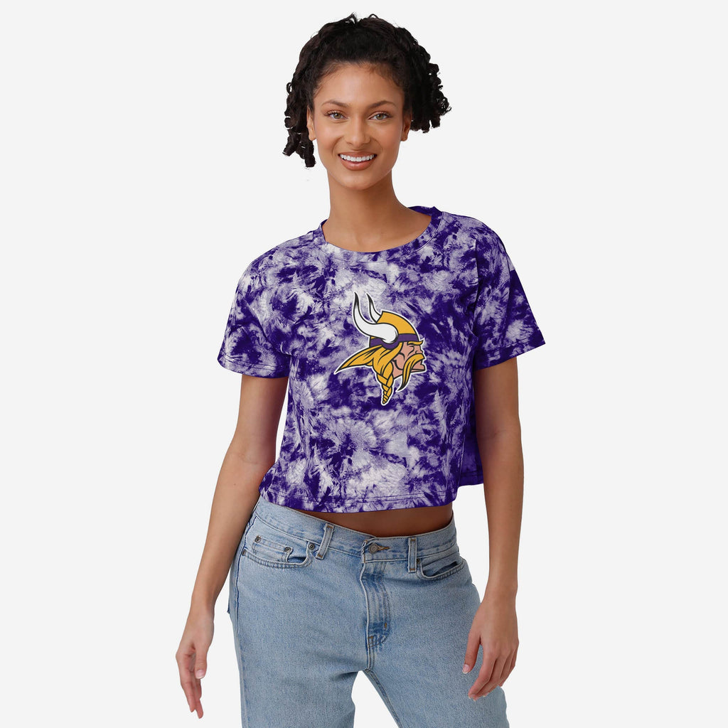 Minnesota Vikings Womens Tie-Dye Big Logo Crop Top FOCO S - FOCO.com