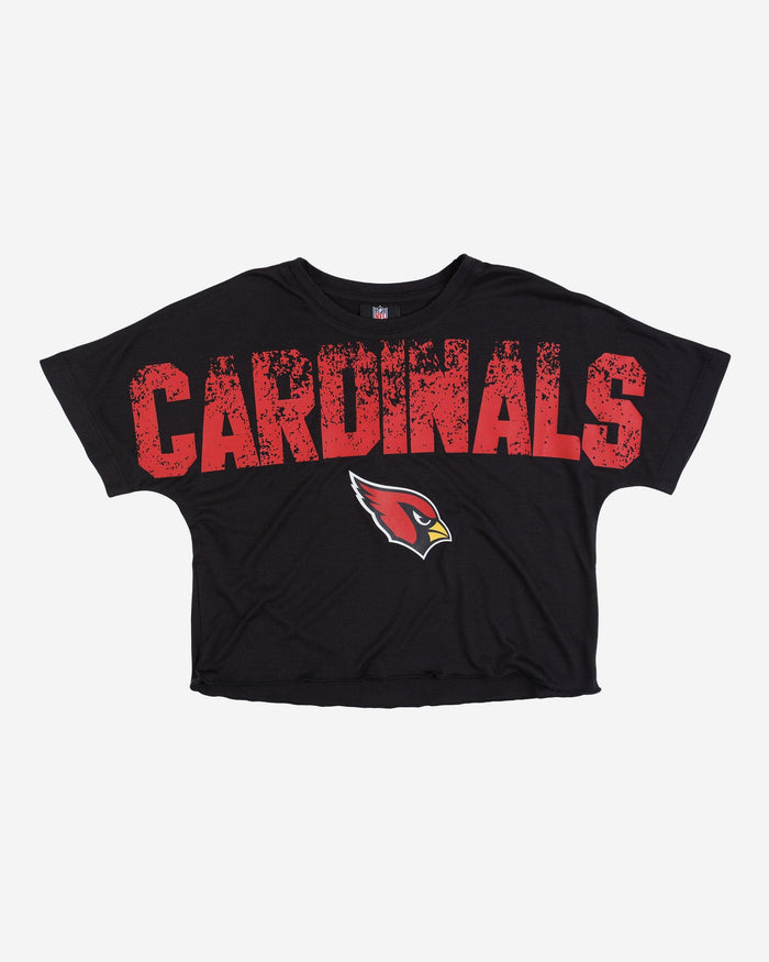 Arizona Cardinals Womens Petite Distressed Wordmark Crop Top FOCO - FOCO.com