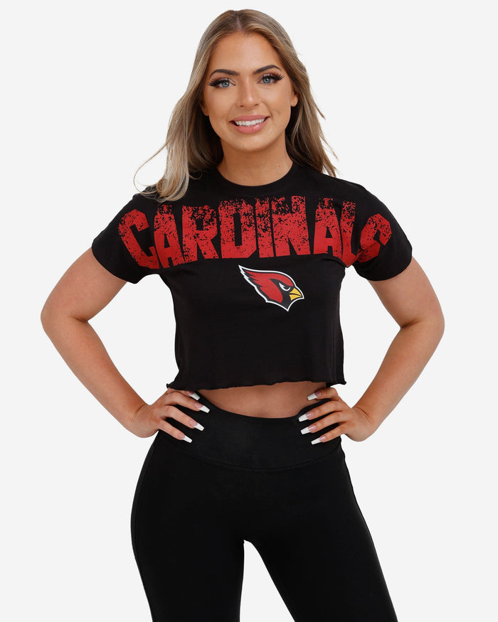 Arizona Cardinals Womens Petite Distressed Wordmark Crop Top FOCO S - FOCO.com