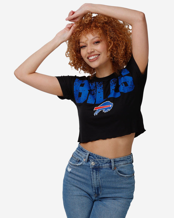 Buffalo Bills Womens Petite Distressed Wordmark Crop Top FOCO S - FOCO.com