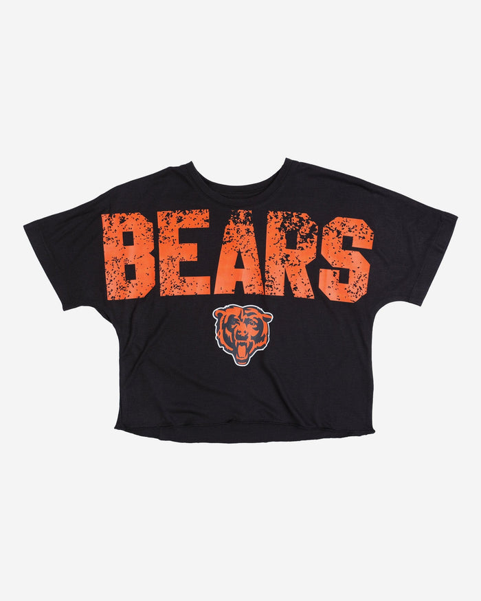 Chicago Bears Womens Petite Distressed Wordmark Crop Top FOCO - FOCO.com