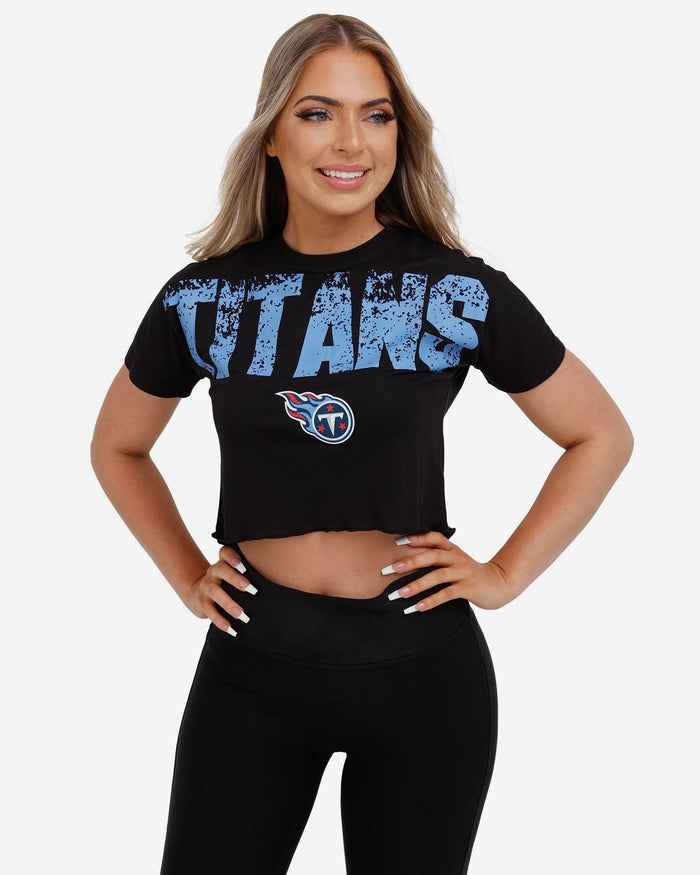 Tennessee Titans Womens Petite Distressed Wordmark Crop Top FOCO S - FOCO.com