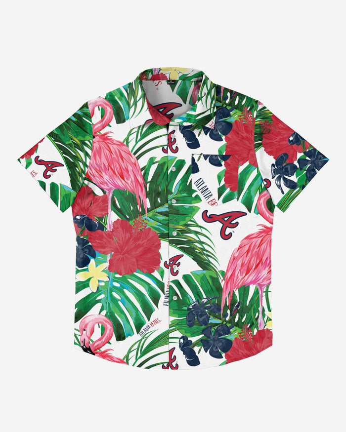 Atlanta Braves Flamingo Button Up Shirt FOCO - FOCO.com