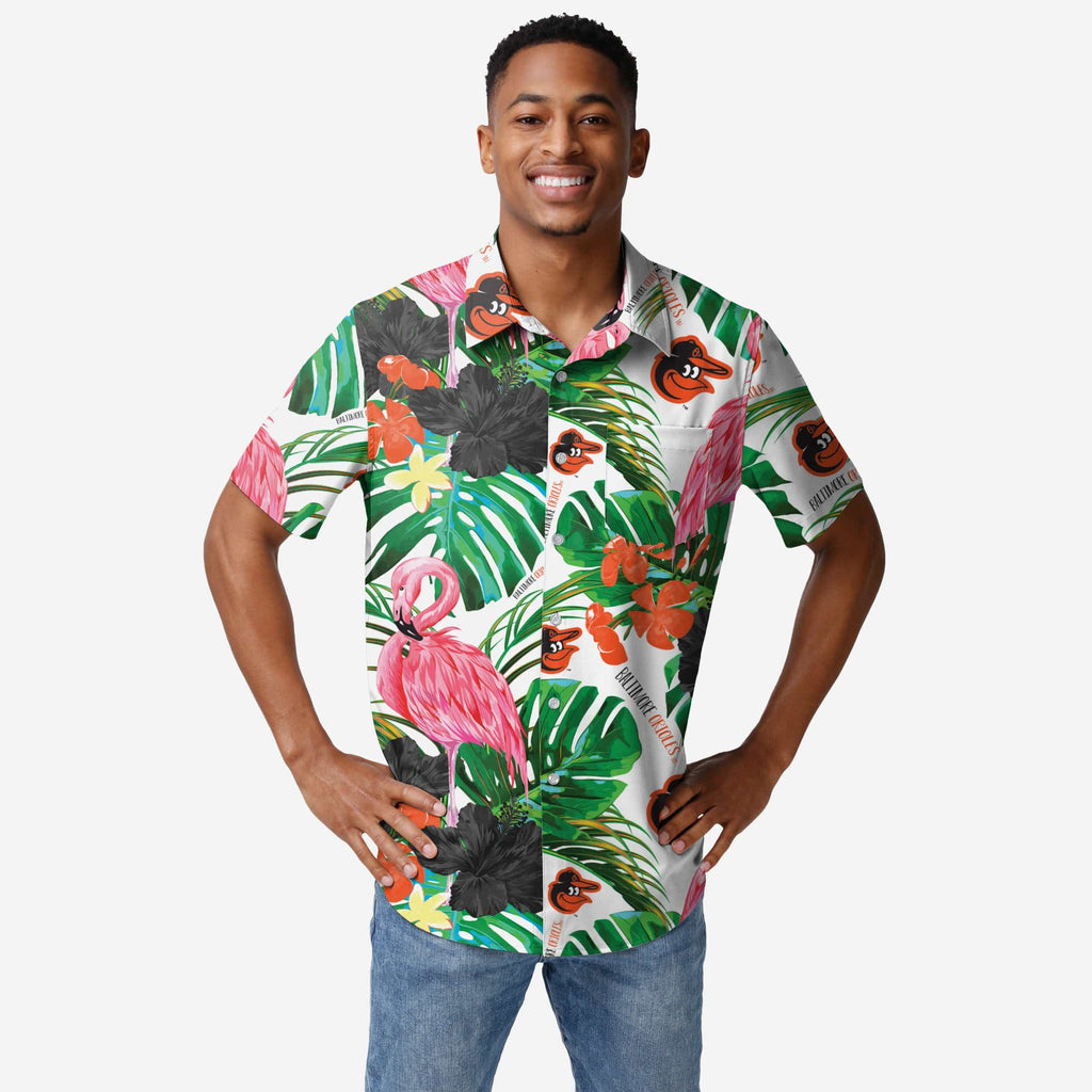 Baltimore Orioles Flamingo Button Up Shirt FOCO S - FOCO.com