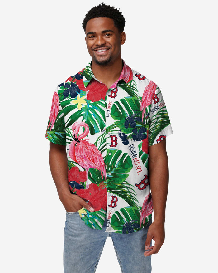 Boston Red Sox Flamingo Button Up Shirt FOCO S - FOCO.com