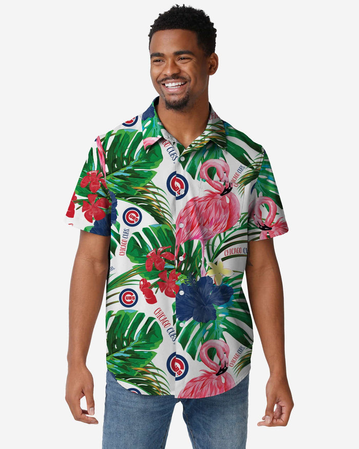 Chicago Cubs Flamingo Button Up Shirt FOCO S - FOCO.com