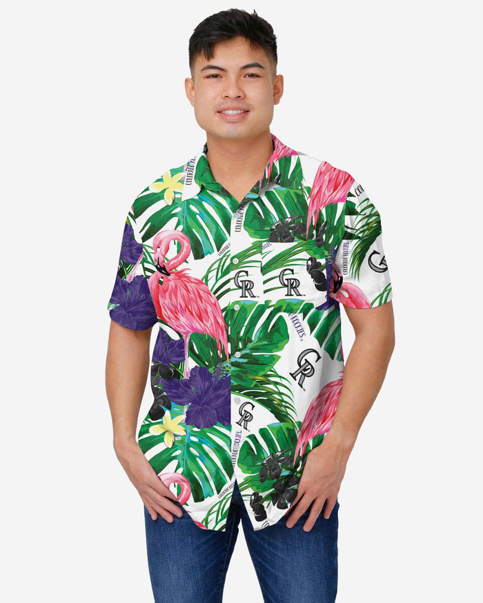 Colorado Rockies Flamingo Button Up Shirt FOCO S - FOCO.com