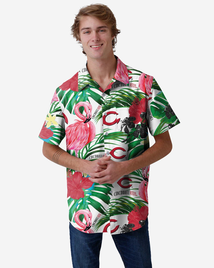 Cincinnati Reds Flamingo Button Up Shirt FOCO S - FOCO.com