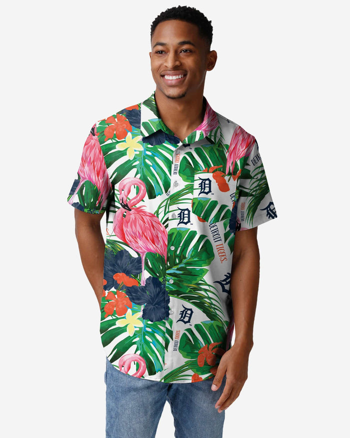 Detroit Tigers Flamingo Button Up Shirt FOCO S - FOCO.com