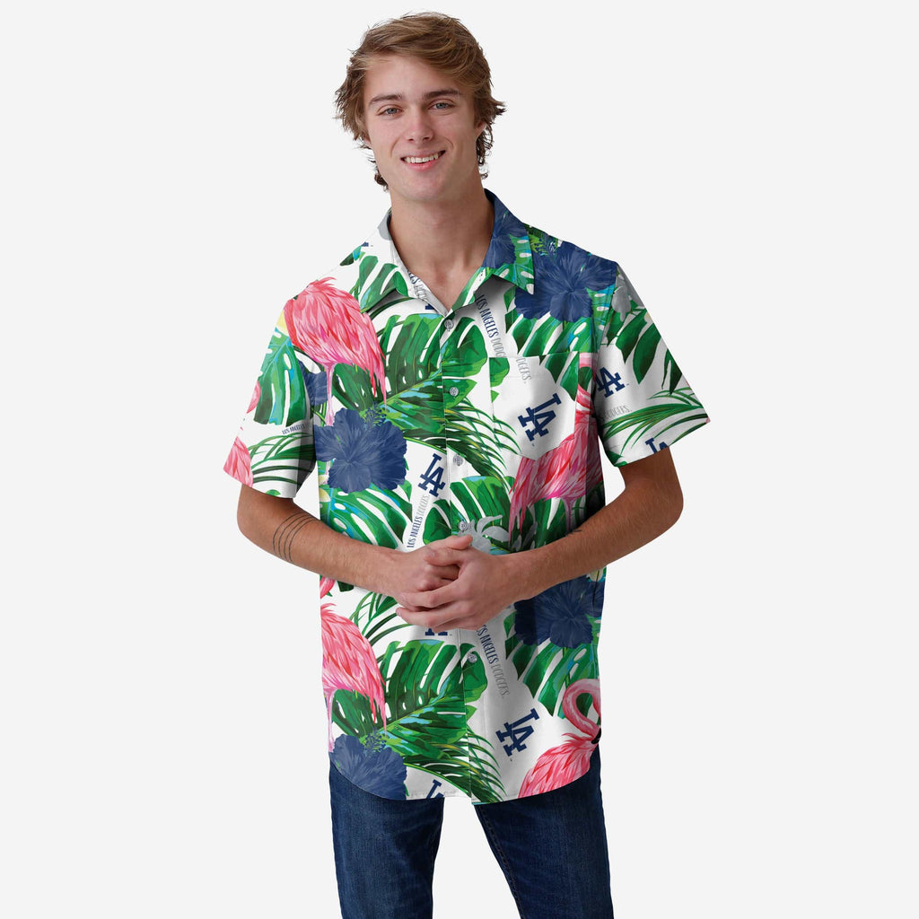 Los Angeles Dodgers Flamingo Button Up Shirt FOCO S - FOCO.com