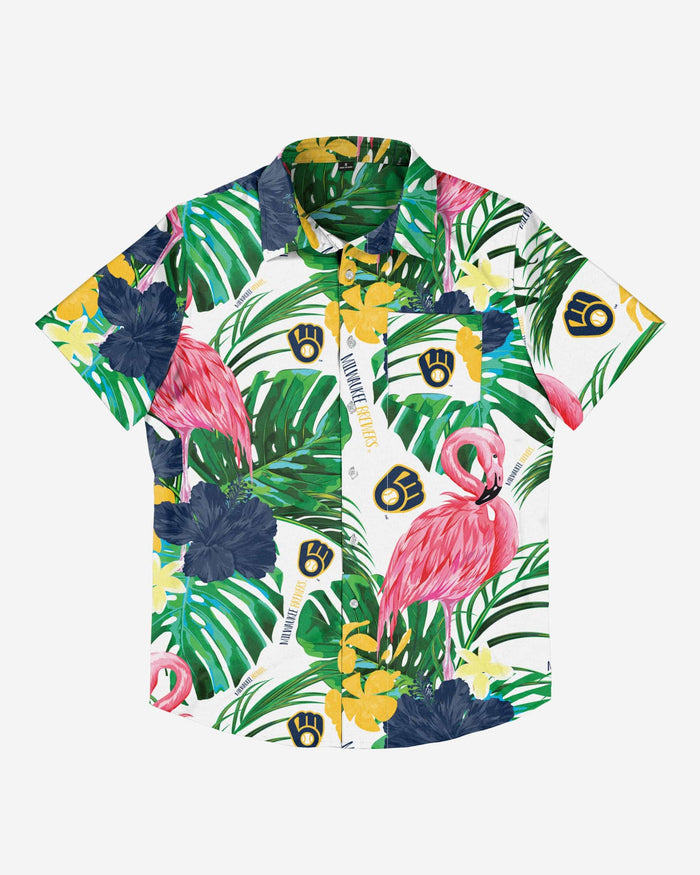 Milwaukee Brewers Flamingo Button Up Shirt FOCO - FOCO.com