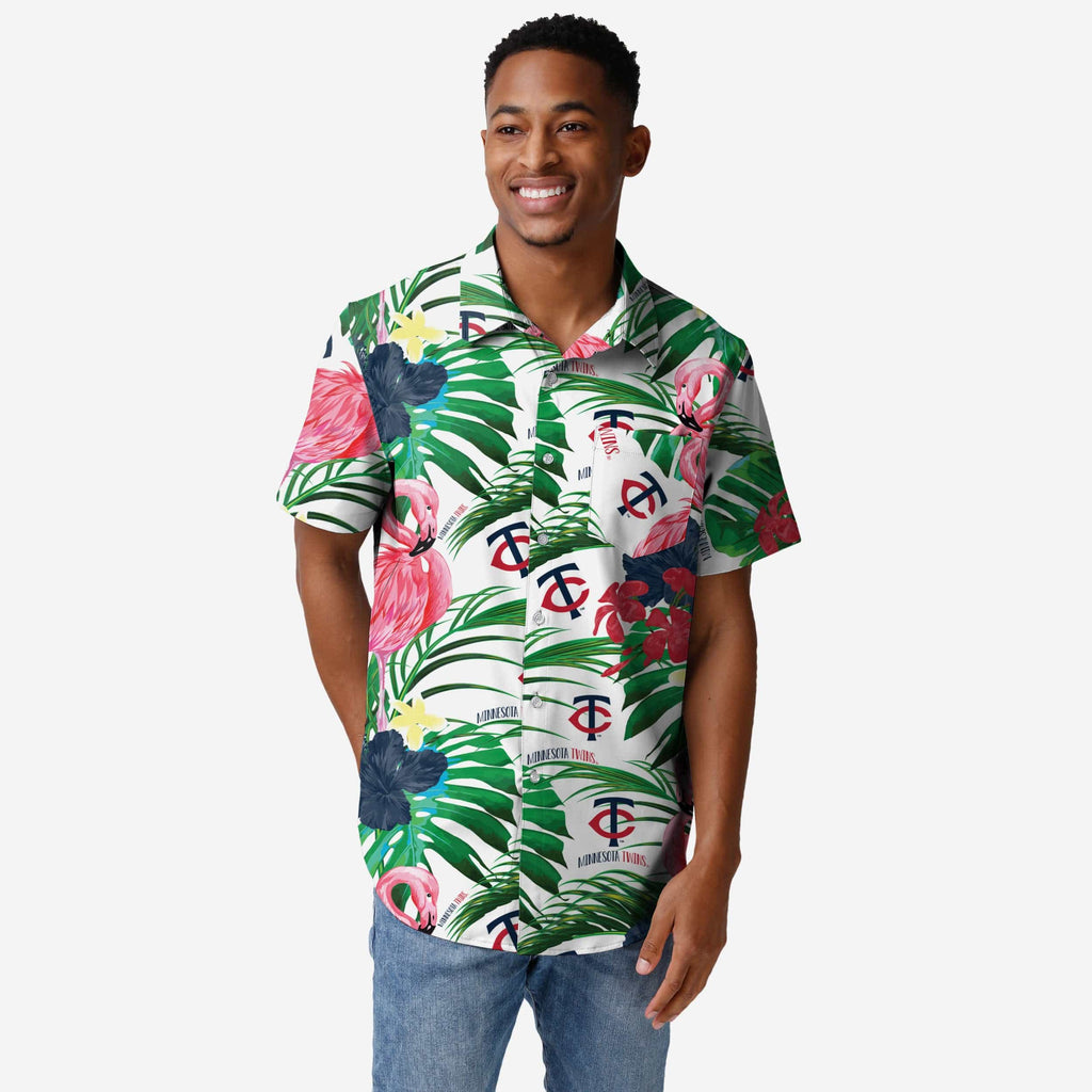 Minnesota Twins Flamingo Button Up Shirt FOCO S - FOCO.com