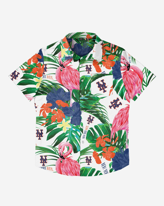 New York Mets Flamingo Button Up Shirt FOCO - FOCO.com