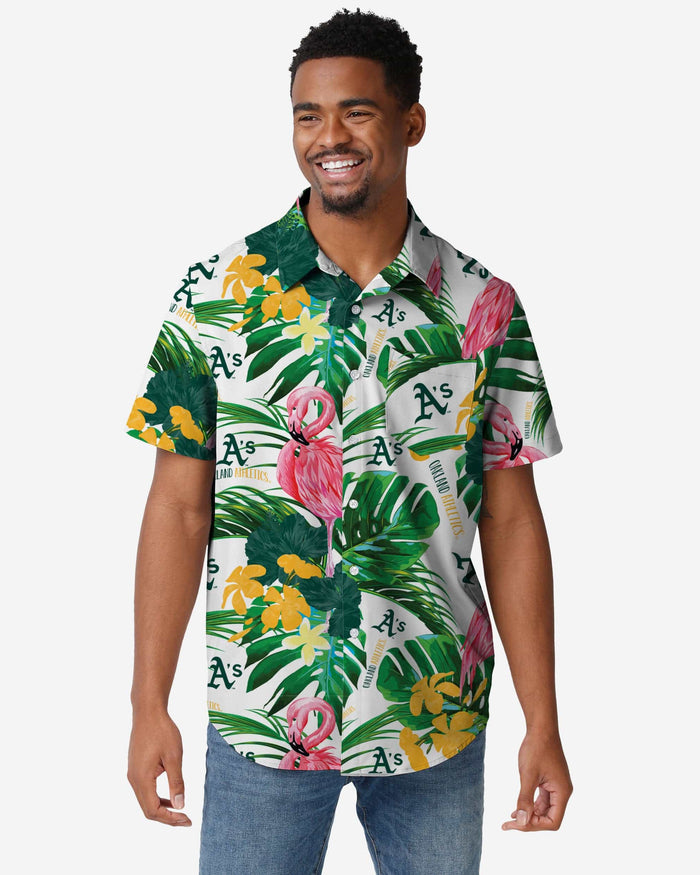 Oakland Athletics Flamingo Button Up Shirt FOCO S - FOCO.com