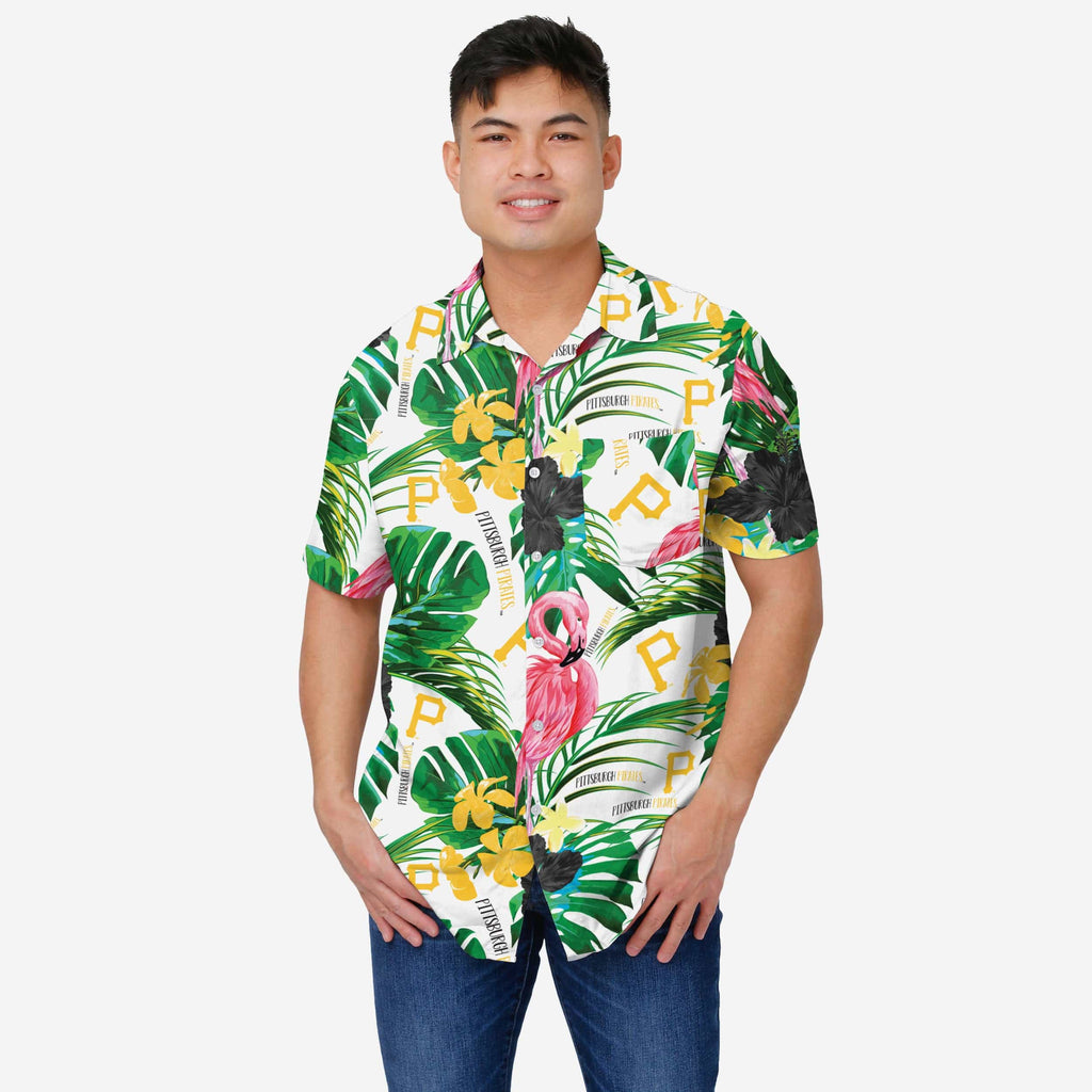 Pittsburgh Pirates Flamingo Button Up Shirt FOCO S - FOCO.com