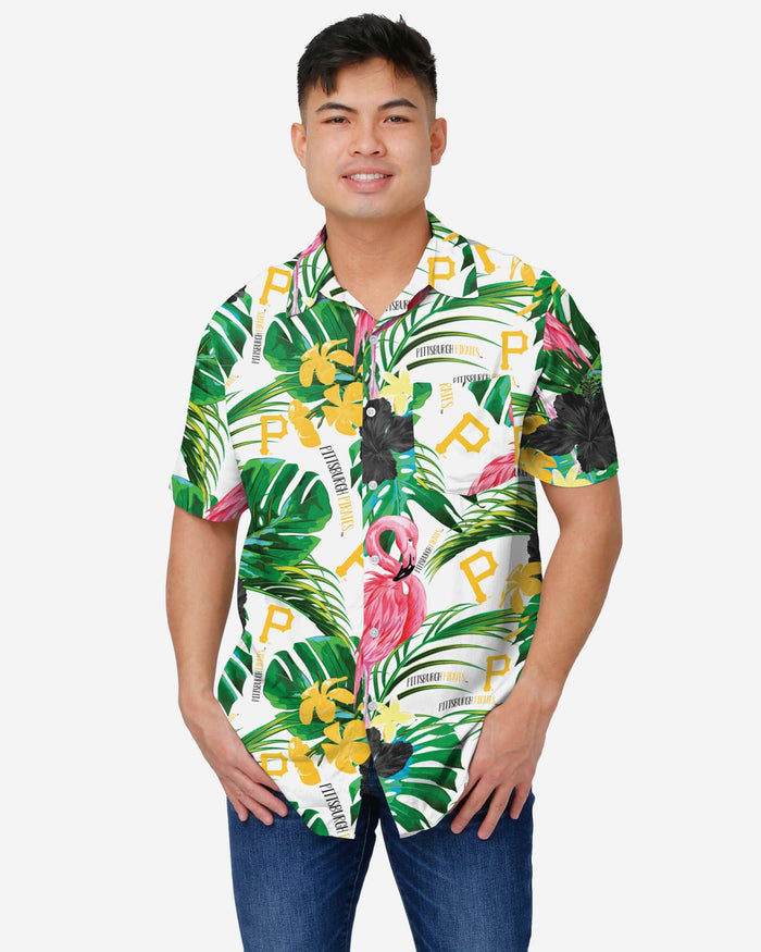 Pittsburgh Pirates Flamingo Button Up Shirt FOCO S - FOCO.com