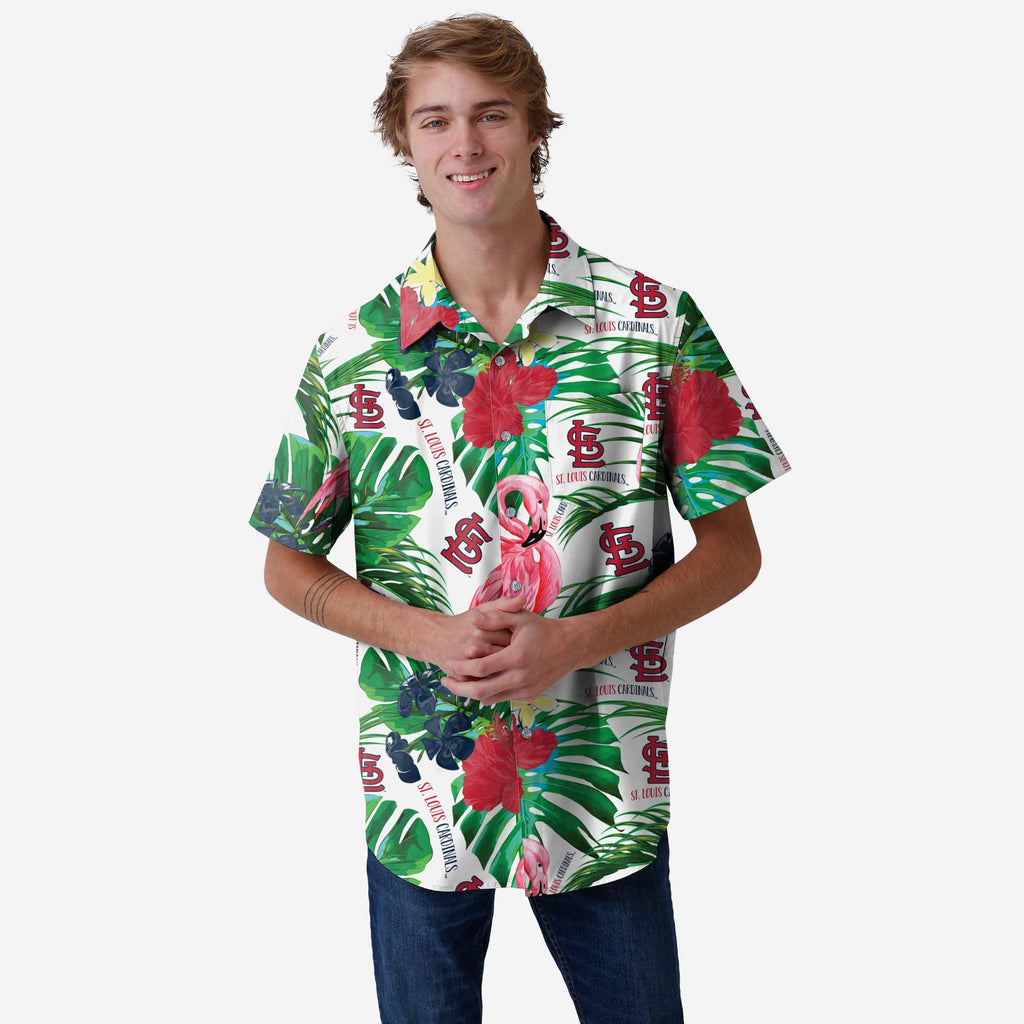 St Louis Cardinals Flamingo Button Up Shirt FOCO S - FOCO.com