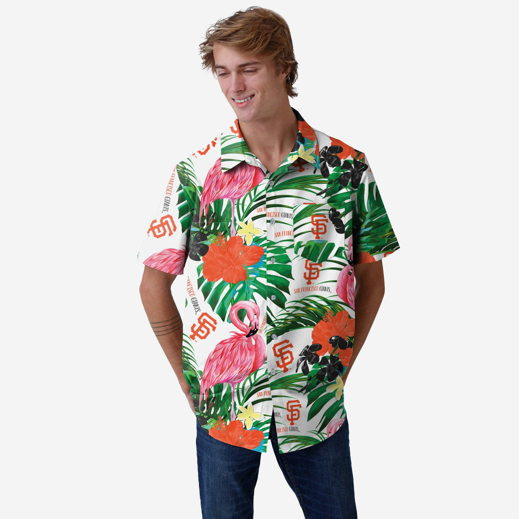 San Francisco Giants Flamingo Button Up Shirt FOCO S - FOCO.com