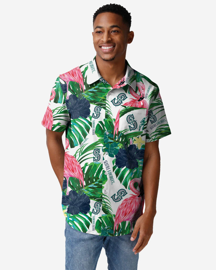 Seattle Mariners Flamingo Button Up Shirt FOCO S - FOCO.com