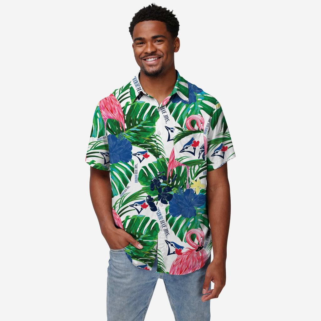 Toronto Blue Jays Flamingo Button Up Shirt FOCO S - FOCO.com