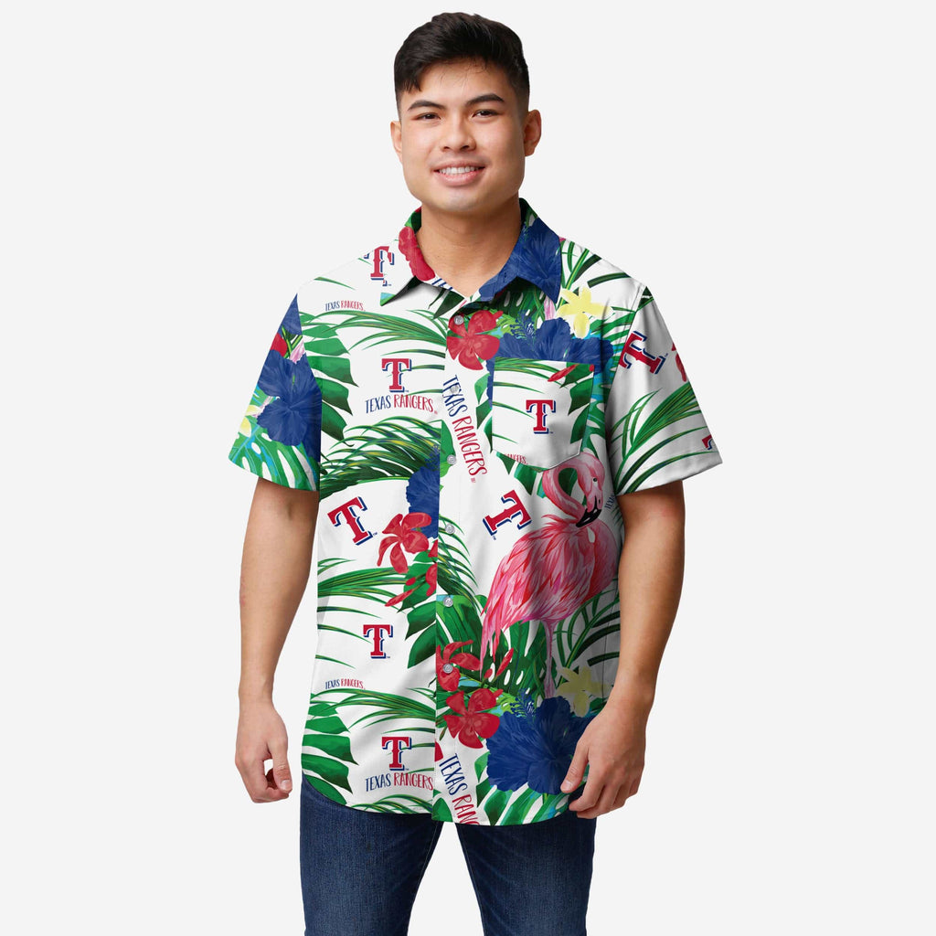 Texas Rangers Flamingo Button Up Shirt FOCO S - FOCO.com