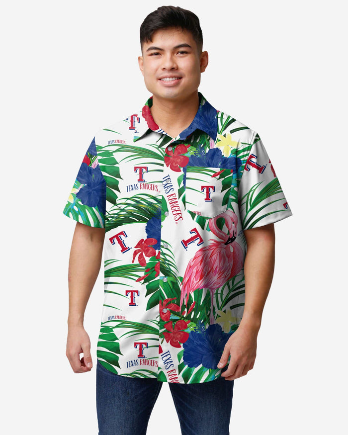 Texas Rangers Flamingo Button Up Shirt FOCO S - FOCO.com